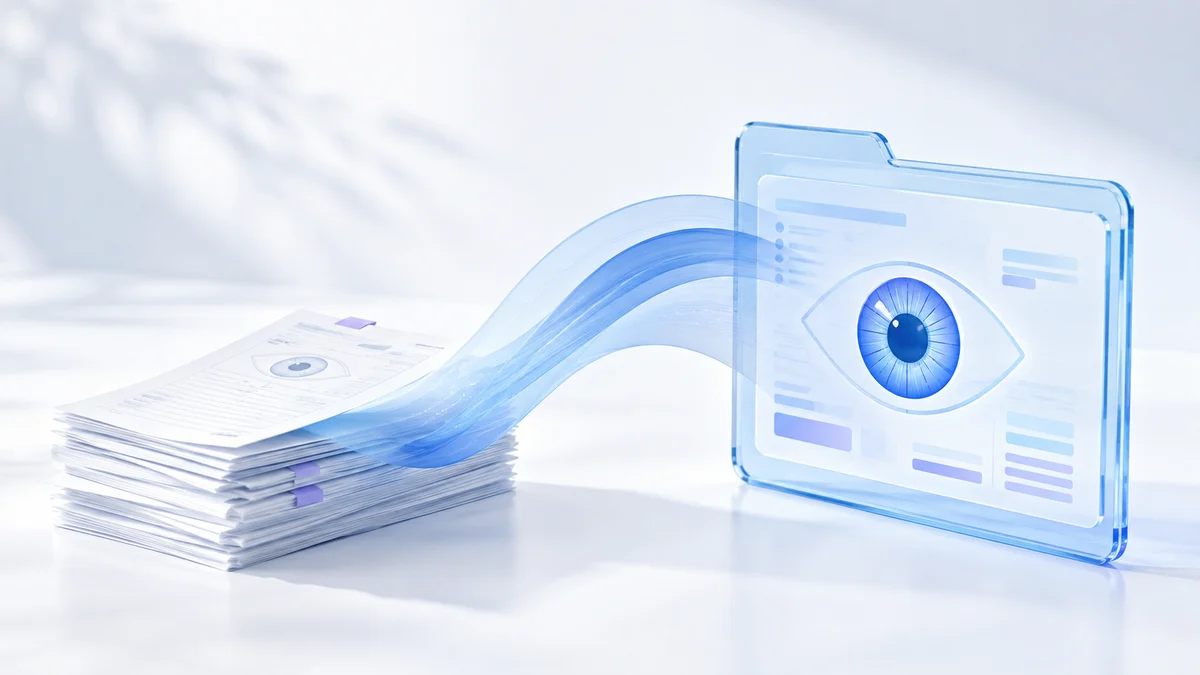 Paper records connect to a structured digital chart through a planned transition.